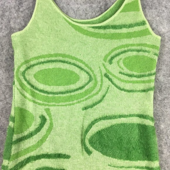 House of Sunny Dress 4 Midi Green Knit Psychedelic Textured Eyelash 60s 90s - Picture 3 of 16